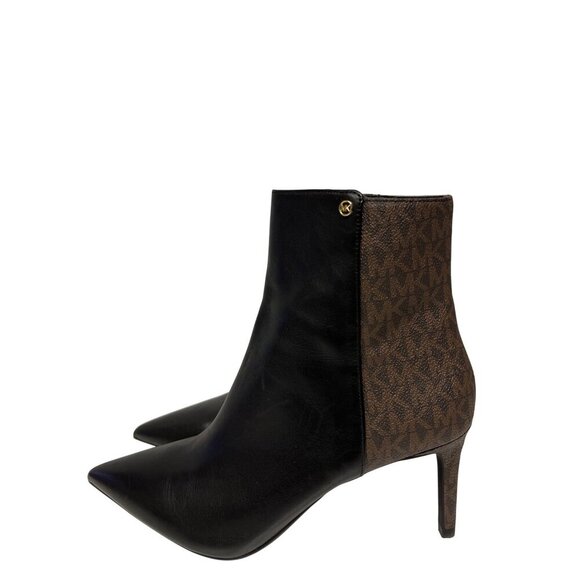 NEW Michael Kors Women's Alina Boot Flex Leather Ankle Logo Heeled Size 9.5 - Picture 5 of 9